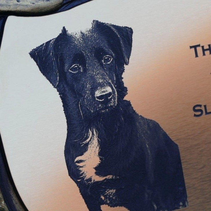 Photo Engraved Dog Memorial Stone