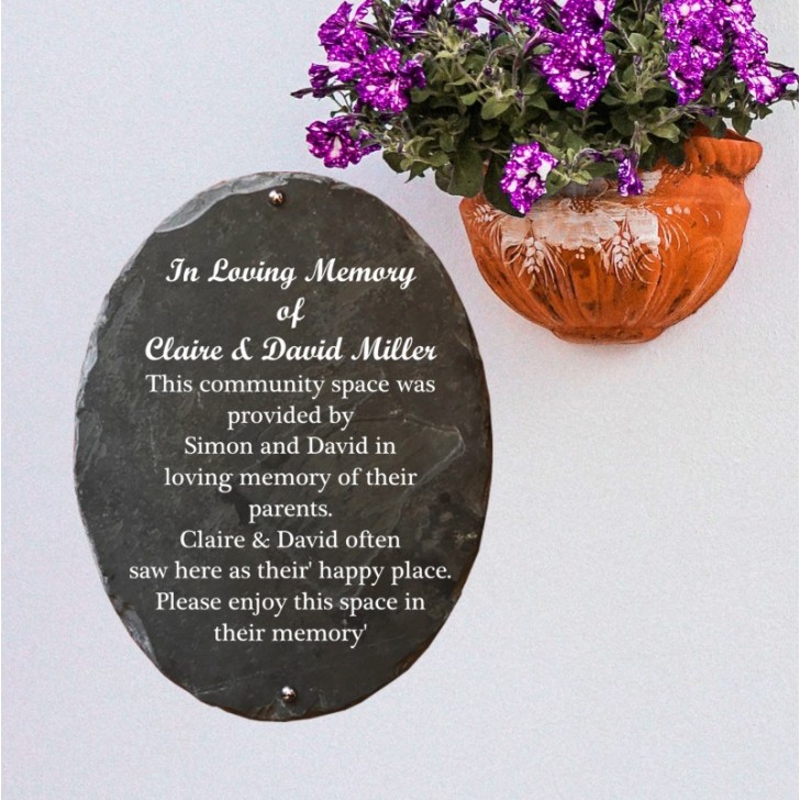 Portrait Oval Slate Memorial Plaque 